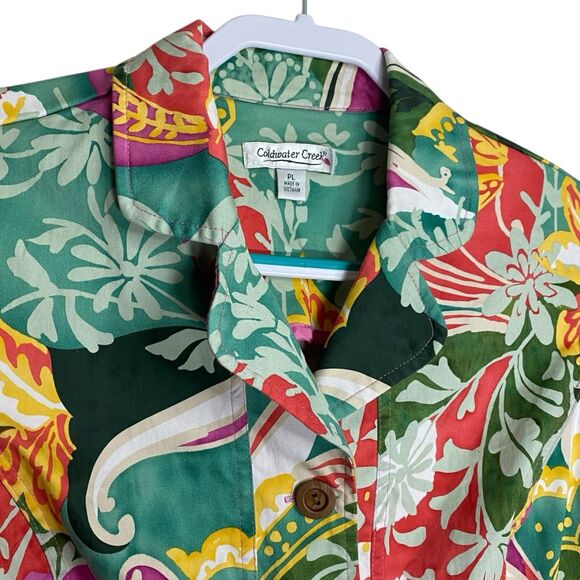 Coldwater Creek Jacket Womens L Petite Floral Artsy Y2K Vibrant Blazer Pockets - Picture 12 of 16